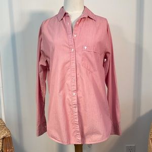 Talula boyfriend fit button down red and white shirt